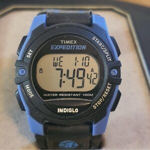 Timex Expedition T49660 Black/Blue Nylon Velcro Women's Watch